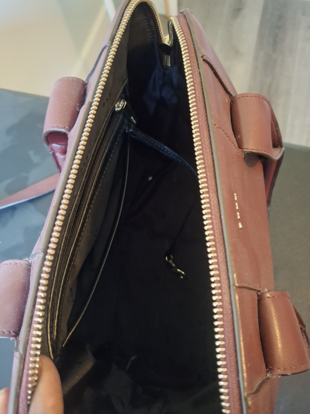 DKNY Burgundy Leather Dome Satchel - Picture 5 of 5